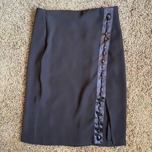 United Colors of Benetton Y2K Style Black Slit Mini Pencil Skirt Sz 8